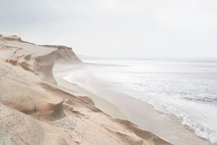 Pale dunes meeting the sea